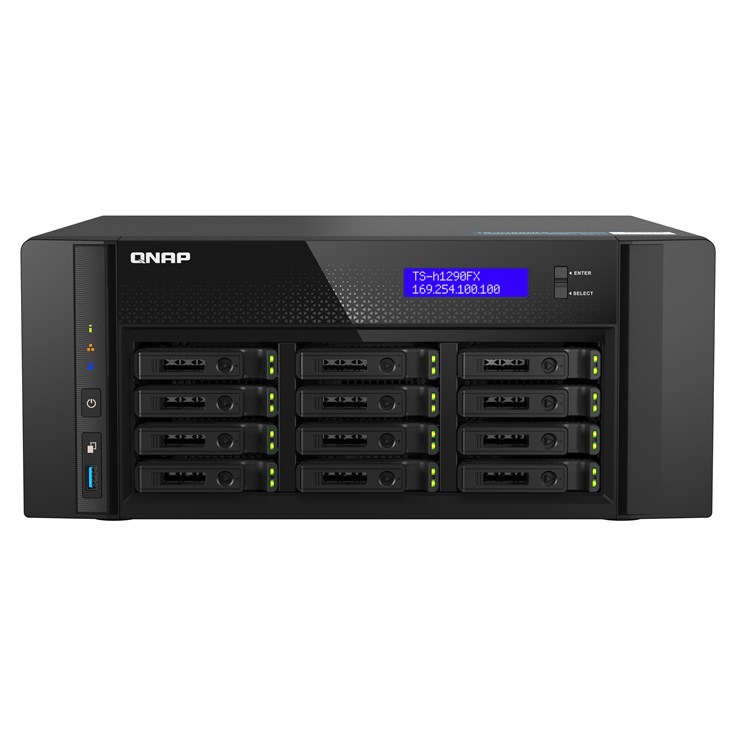 QNAP TS-h1290FX NAS Tower EPYC 7302P 128 GB DDR4 0 TB QuTS hero Black