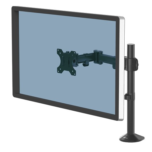 Fellowes Reflex Monitor Arm - Monitor Mount for 8KG 32 Inch Screens - Adjustable Monitor Desk Mount - Tilt 45� Pan 180� Rotation 360�, VESA 75 x 75/100 x 100 - Black