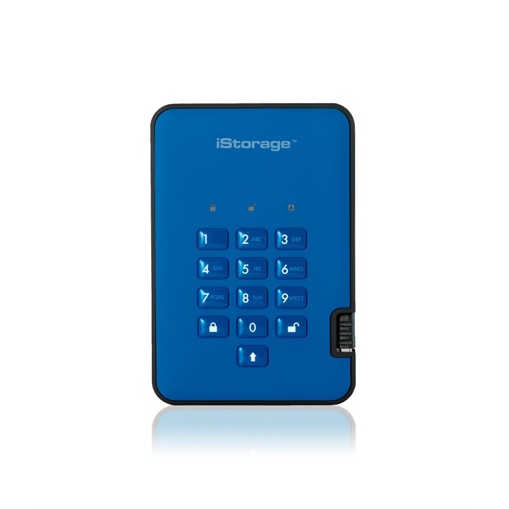 iStorage diskAshur² HDD 500 GB Blue | Secure Portable Hard Drive |AES-XTS 256-bit Hardware Encryption | PIN protected | OS & Platform Independent | TAA Compliant|Brute force hack defence | Dust/Water Resistant