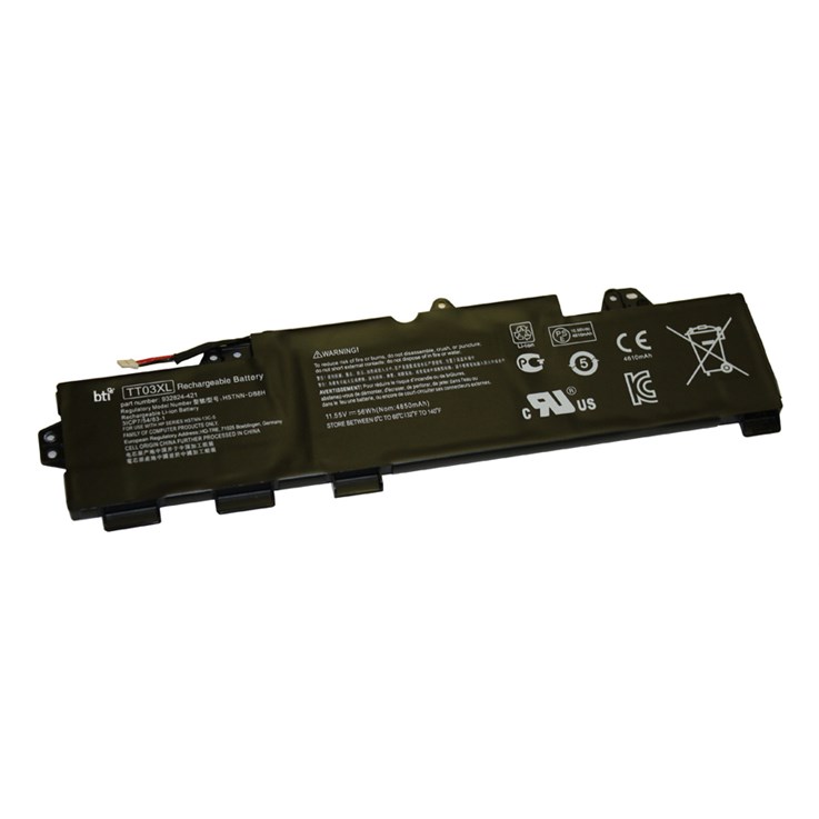 BTI Replacement Battery for HP Elitebook 755 G5 850 G5 / Zbook 15U G5 replacing OEM part numbers TT03XL 933322-855 932824-421 TT03056XL-PL // 11.55V 4850mAh 56Whr