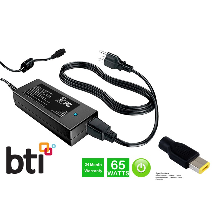 BTI 0A36258 compatible charger with Lenovo slim tip incl. UK power cable