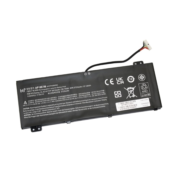 BTI 57.2 4 cell KT.00407.009 compatible battery for ACER PREDATOR TRITON 300 PT315-52-79LP PREDATOR TRITON 300 PT315-52-720T