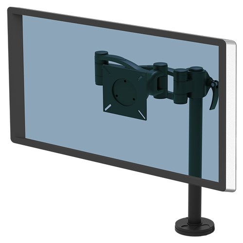 Fellowes Vista Single Monitor Arm - Monitor Mount for 10KG 32 Inch Screens - Adjustable Monitor Desk Mount - Pan 180� Rotation 360�, VESA 75 x 75/100 x 100 - Black