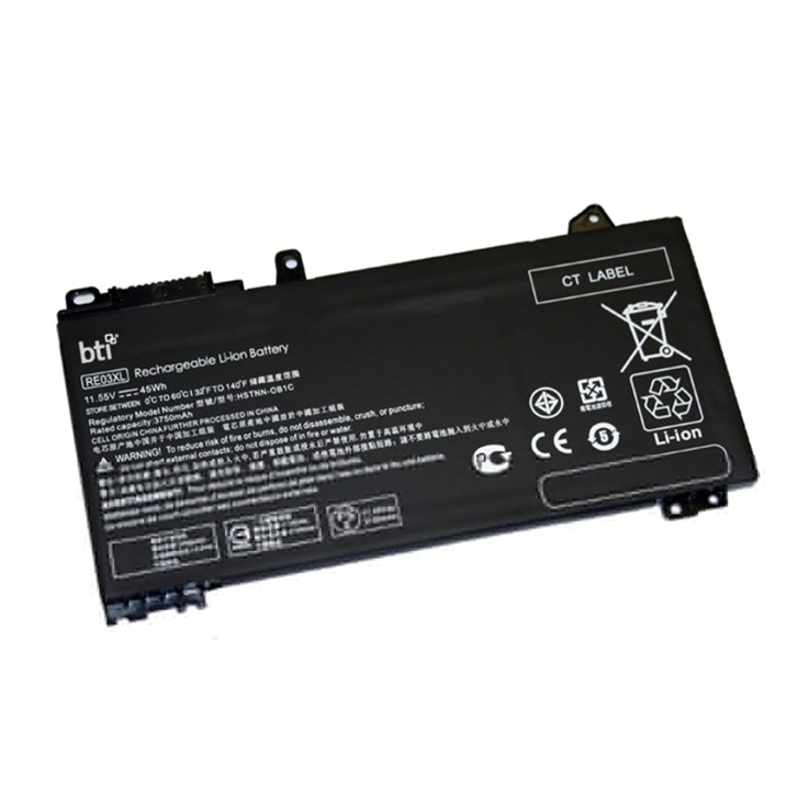 BTI Replacement 3 cell battery for HP Probook 430 G6 430 G7 440 G6 445 G6 440 G7 450 G6 450 G7 455R G6 replacing OEM part numbers L32656-002 RE03XL RE03045XL-PL L32407-AC1 // 11.55V 3900mAh 45Wh
