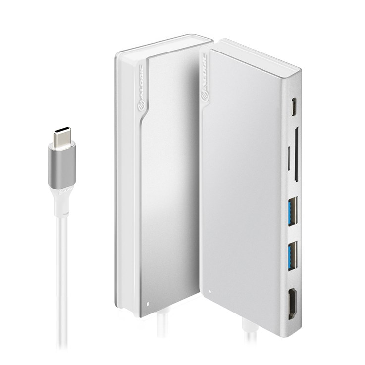 ALOGIC Ultra USB-C Dock UNI - 2 x USB-A (USB 3.0); 1 x USB-C (Data/PD 100W); 1 x SD Card Slot; 1 x Micro SD Card Slot; 1 x HDMI 4K @30Hz - Silver