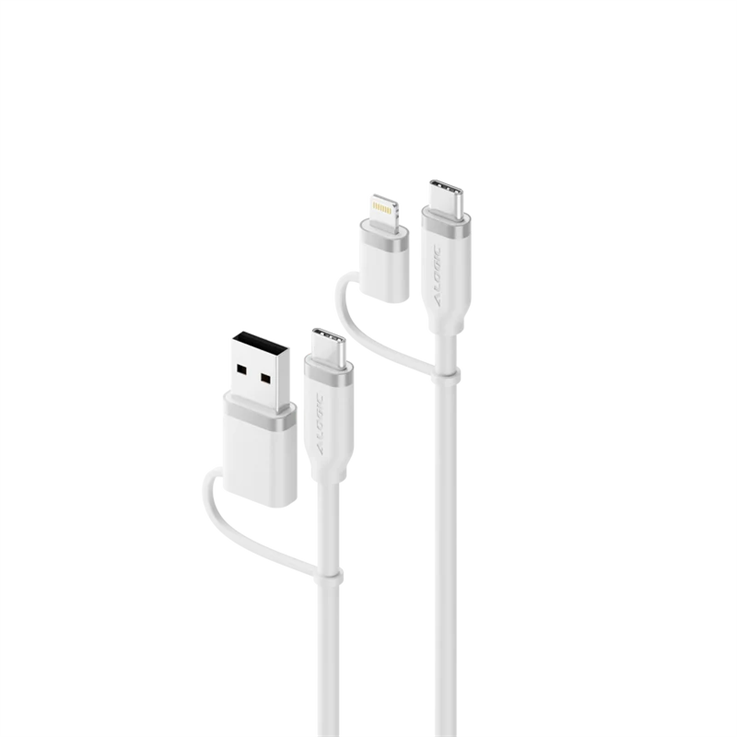 Elements Silicone 4-IN-1 USB 2.0 Cable 100W White-1.5m