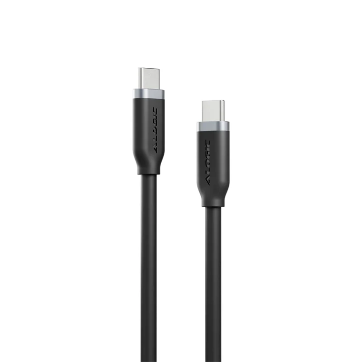 Silicone 5A/240W USB2 USB-C to C Male Cable with cable tie Black 1m