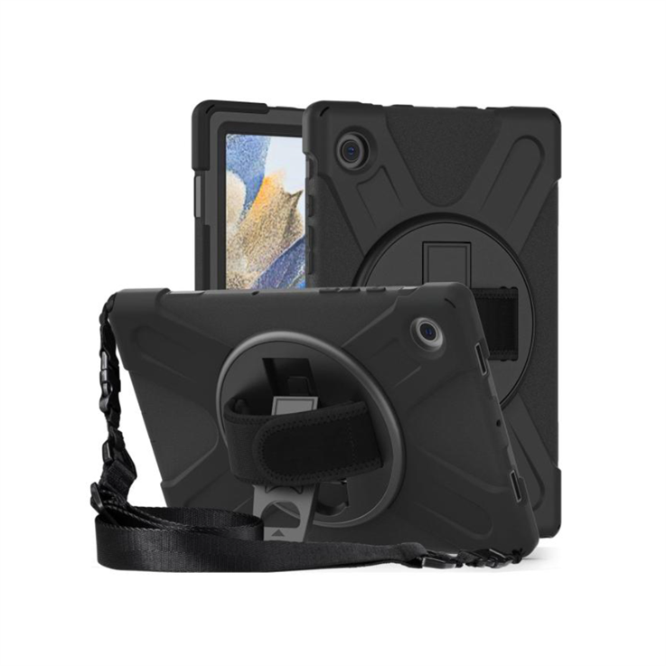 MAXCases Shield Case for Samsung Tab S10 FE with Hand strap shoulder strap and screen protector (Black)