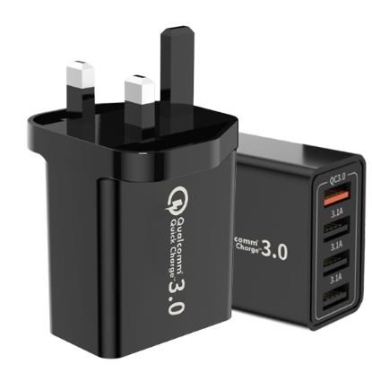 MAXCases 4 Port USBA 20W Charging Adapter (CE) Black