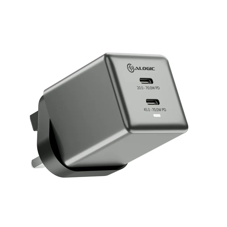 ALOGIC 2X70 Rapid Power 70W GaN Charger 2xUSB-C (UK Version)