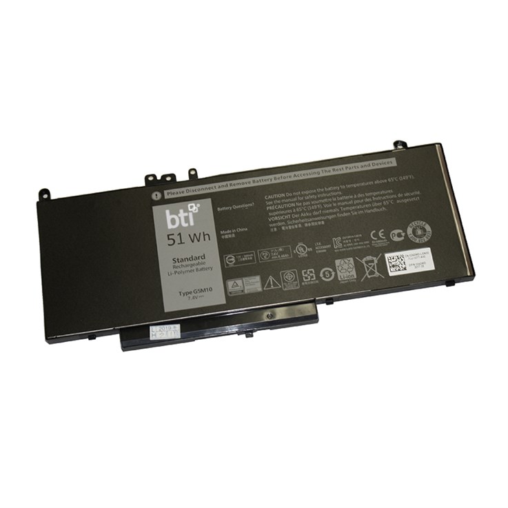 BTI Replacement Battery for Latitude E5450 E5550 replacing OEM part numbers G5M10 0G5M10 8V5GX VMKXM PF59Y 451-BBLK 451-BBLN // 7.4V 6460mAh 51Whr