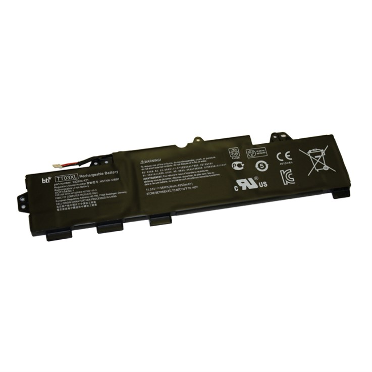 BTI Replacement Battery for HP Elitebook 755 G5 850 G5 / Zbook 15U G5 replacing OEM part numbers TT03XL 933322-855 932824-421 TT03056XL-PL // 11.55V 4850mAh 56Whr