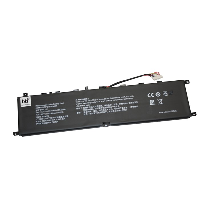 BTI 95Wh 4 cell BTY-M6M compatible battery for MSI WS66 10TMT-207US GE76 RAIDER 11UH GE76 RAIDER 10UH-226TR GE66 RAIDER 10SFS GS66 STEALTH 10U