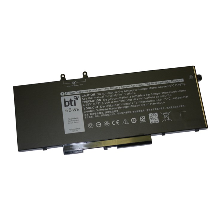 BTI Replacement 4 cell battery for Dell Precision 3540 Latitude 5300 5300 2-in-1 5400 5310 5310 2-in-1 5410 5500 7300 7310 7400 7400 2-in-1 7410 9410 2-in-1 9510 replacing OEM part numbers 4GVMP 492-BCBK 9JRYT C5GV2 R7WM X77XY // 7.6V 68Wh