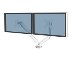 Fellowes Platinum Series Dual Monitor Arm - Monitor Mount for Two 8KG 40 Inch Screens - Adjustable Dual Monitor Desk Mount - Tilt 45� Pan 180� Swivel 360� Rotation 360�, VESA 75 x 75/100 x 100 - White