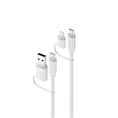 Elements Silicone 4-IN-1 USB 2.0 Cable 100W White-1.5m