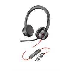 HP Poly Blackwire 8225 Stereo USB-C Headset +USB-C/A Adapter