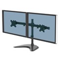 Fellowes Seasa Dual Monitor Arm - Freestanding Monitor Mount for 8KG 27 inch Screens - Ergonomic Adjustable Monitor Arm - Tilt 45� Pan 120� Rotation 360�, VESA 75 x 75/100 x 100 - Black